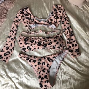 Pink Leopard 3 piece Swimsuit